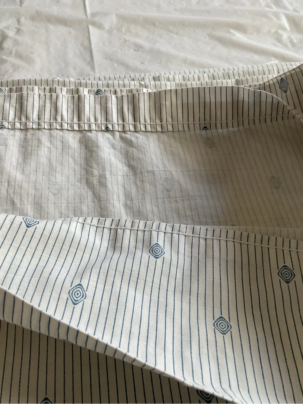 Ralph Lauren FOLKSTONE White Blue Diamond Full Flat Sheet - Vintage